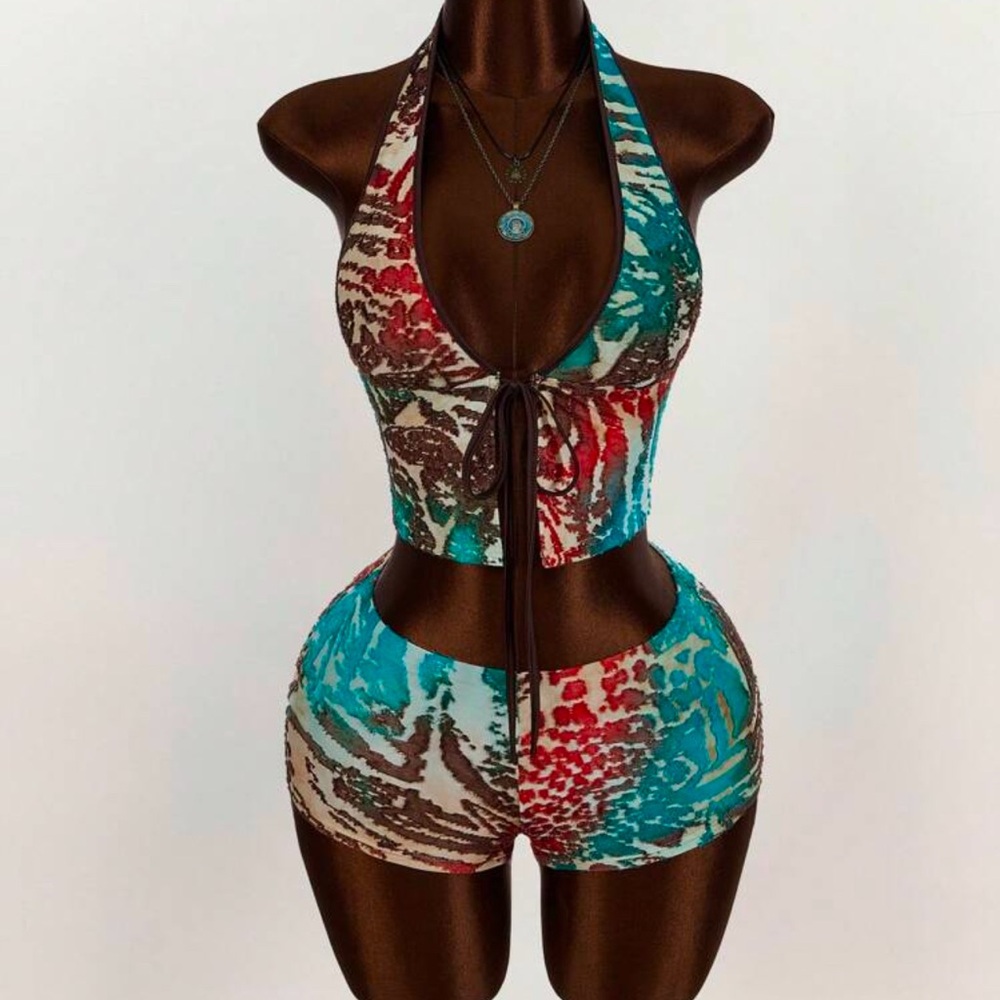 Colorful Halter Neck Bodysuit